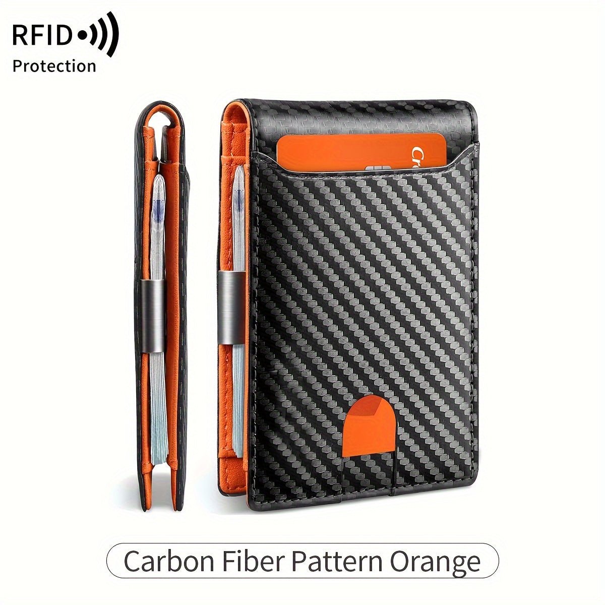 Men’s Carbon Fiber RFID Blocking Wallet – Ultra - Thin Minimalist Bifold Front Pocket Card Holder with Coin Purse - Honesty Sales