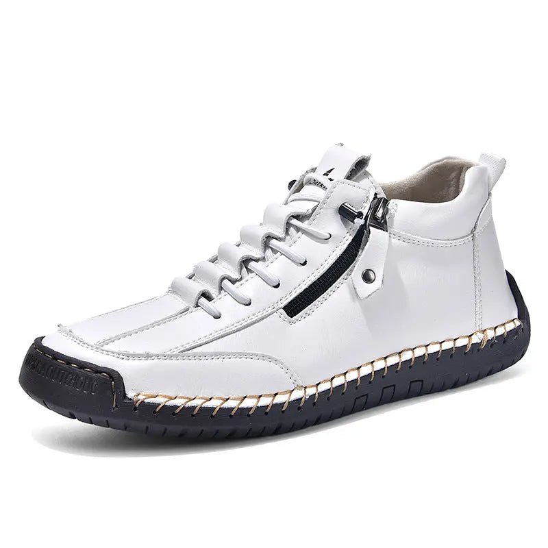 Men's Casual Leather Shoes Retro High Top - Honesty Sales