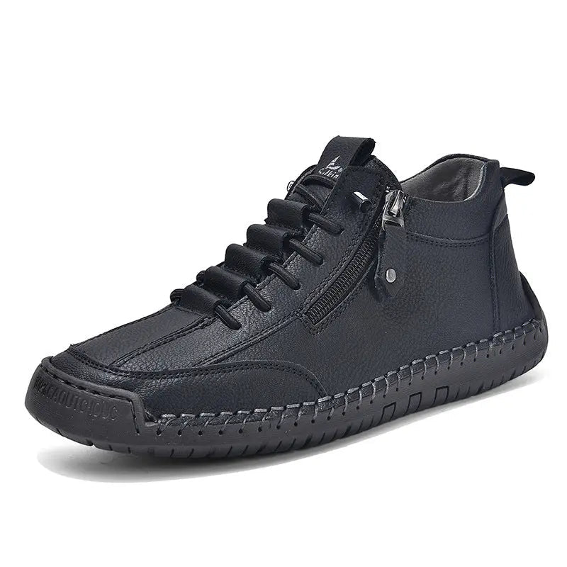 Men's Casual Leather Shoes Retro High Top - Honesty Sales