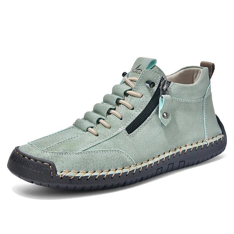 Men's Casual Leather Shoes Retro High Top - Honesty Sales