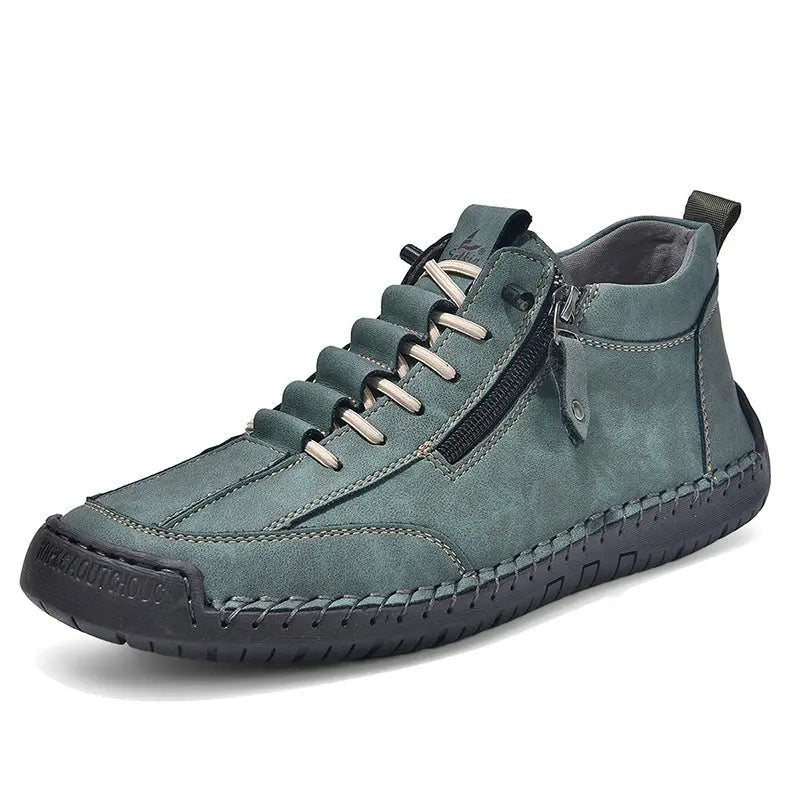 Men's Casual Leather Shoes Retro High Top - Honesty Sales