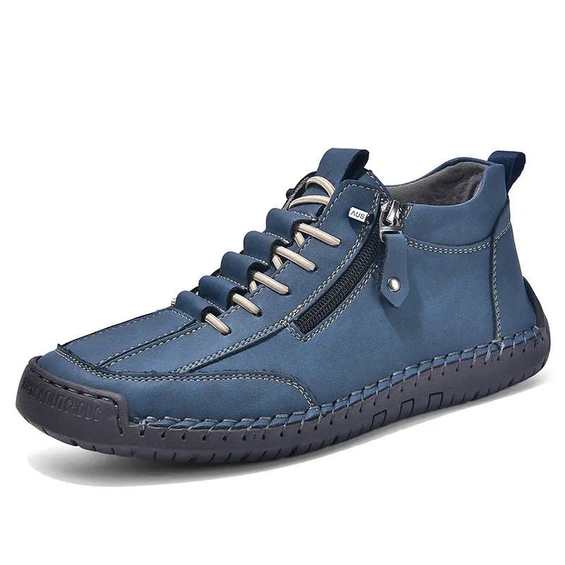 Men's Casual Leather Shoes Retro High Top - Honesty Sales