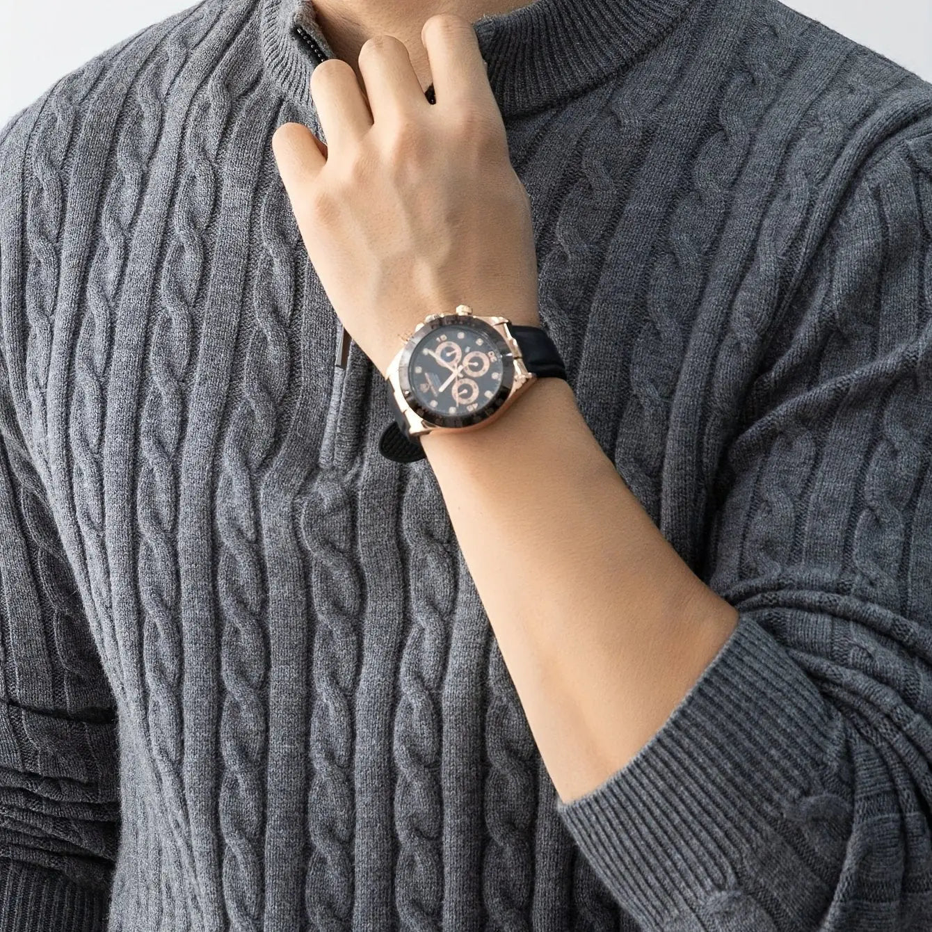 Men’s Chunky Cable Knit Quarter - Zip Sweater – Stand Collar Winter Pullover - Honesty Sales