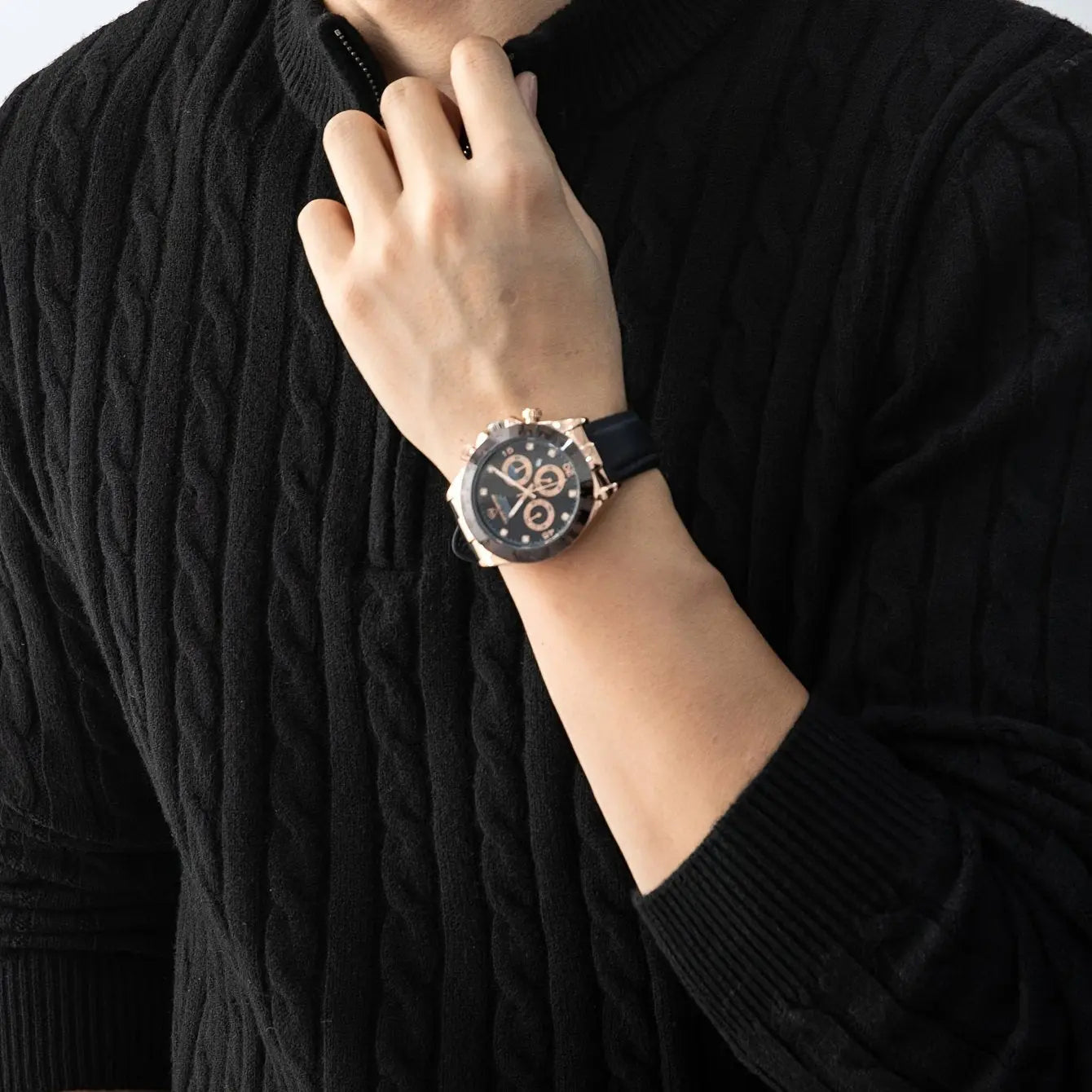 Men’s Chunky Cable Knit Quarter - Zip Sweater – Stand Collar Winter Pullover - Honesty Sales