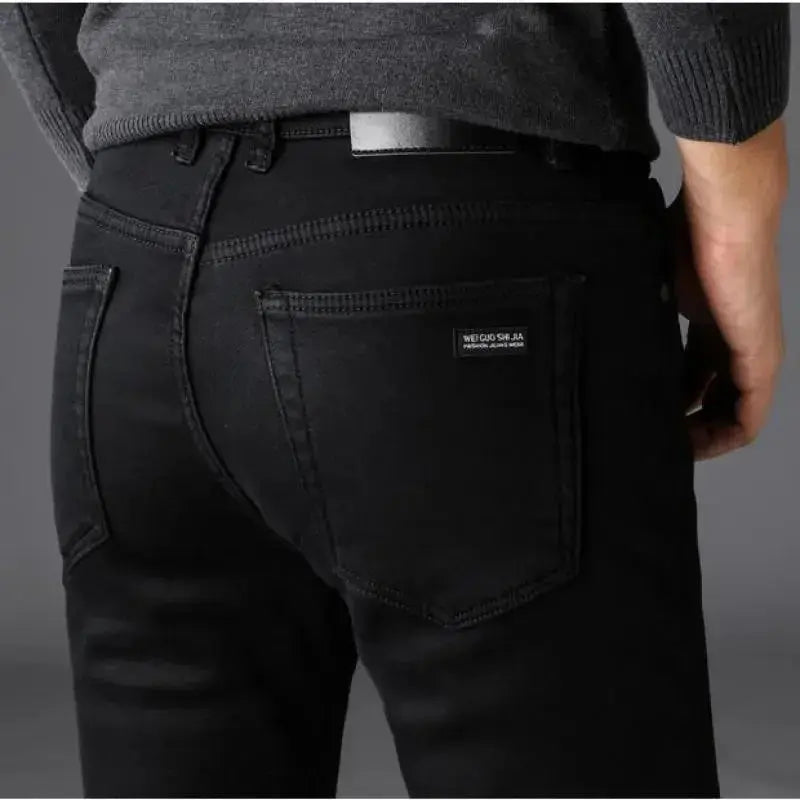 Men’s Classic Black Biker Jeans – Soft Stretch Denim Pants - Honesty Sales