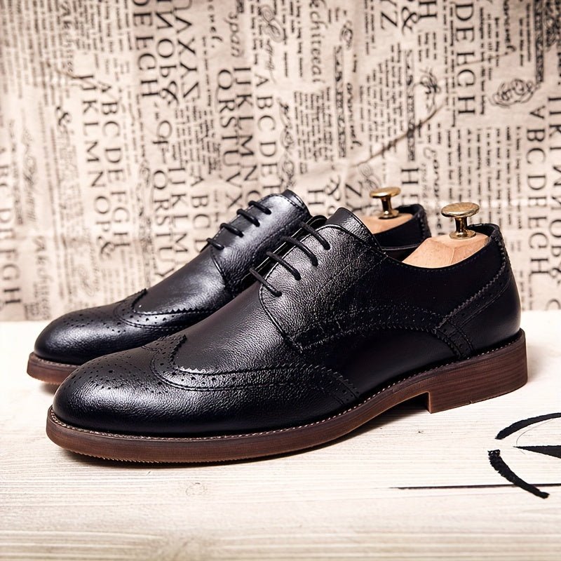 Men’s Classic Brogue Oxford Lace - Up Shoes – PU Upper, Cushioned Insole, Rubber Sole - Honesty Sales