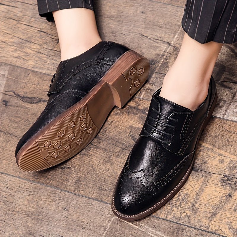 Men’s Classic Brogue Oxford Lace - Up Shoes – PU Upper, Cushioned Insole, Rubber Sole - Honesty Sales