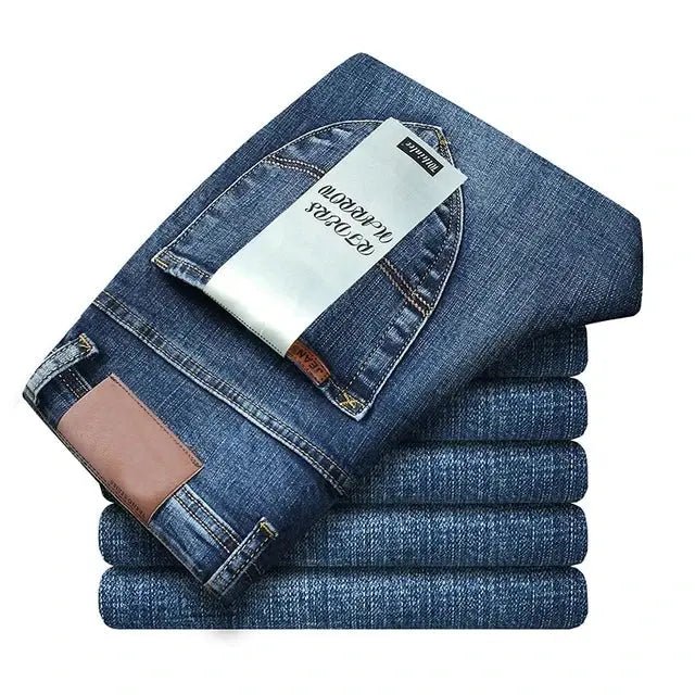 Men's Classic Business Jeans – Regular Straight Stretch Denim (Blue) - Honesty Sales