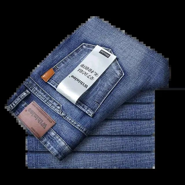 Men's Classic Business Jeans – Regular Straight Stretch Denim (Blue) - Honesty Sales
