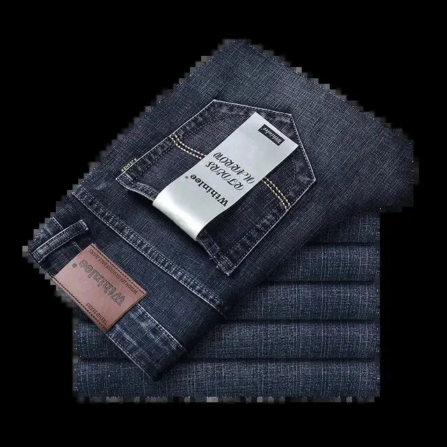 Men's Classic Business Jeans – Regular Straight Stretch Denim (Blue) - Honesty Sales