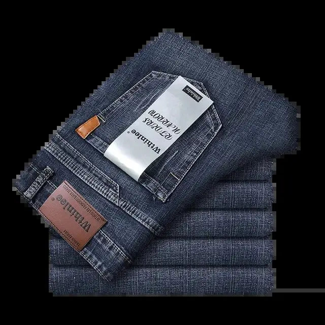 Men's Classic Business Jeans – Regular Straight Stretch Denim (Blue) - Honesty Sales