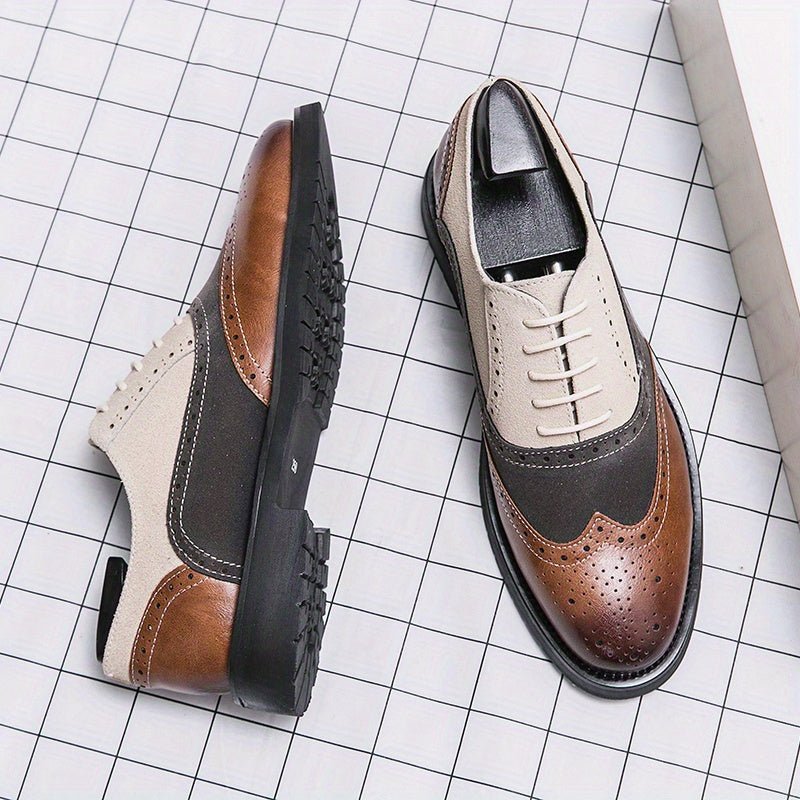 Men’s Classic Solid - Color Business Casual Lace - Up Dress Shoes – Faux Leather, EVA Insole, PVC Sole - Honesty Sales