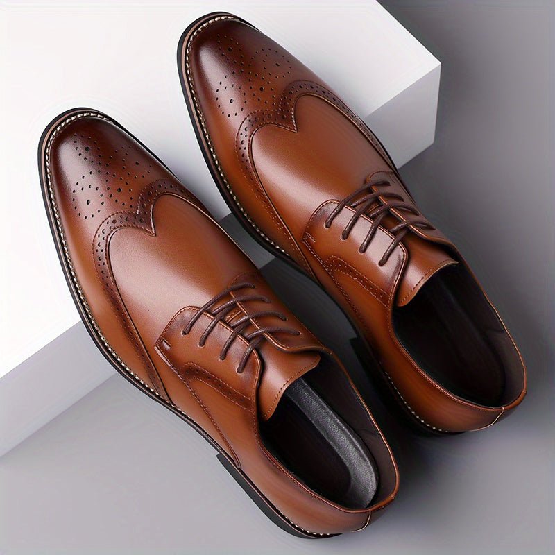 Men’s Classic Wingtip Oxford Brogue Dress Shoes – Formal Business & Wedding Wear - Honesty Sales