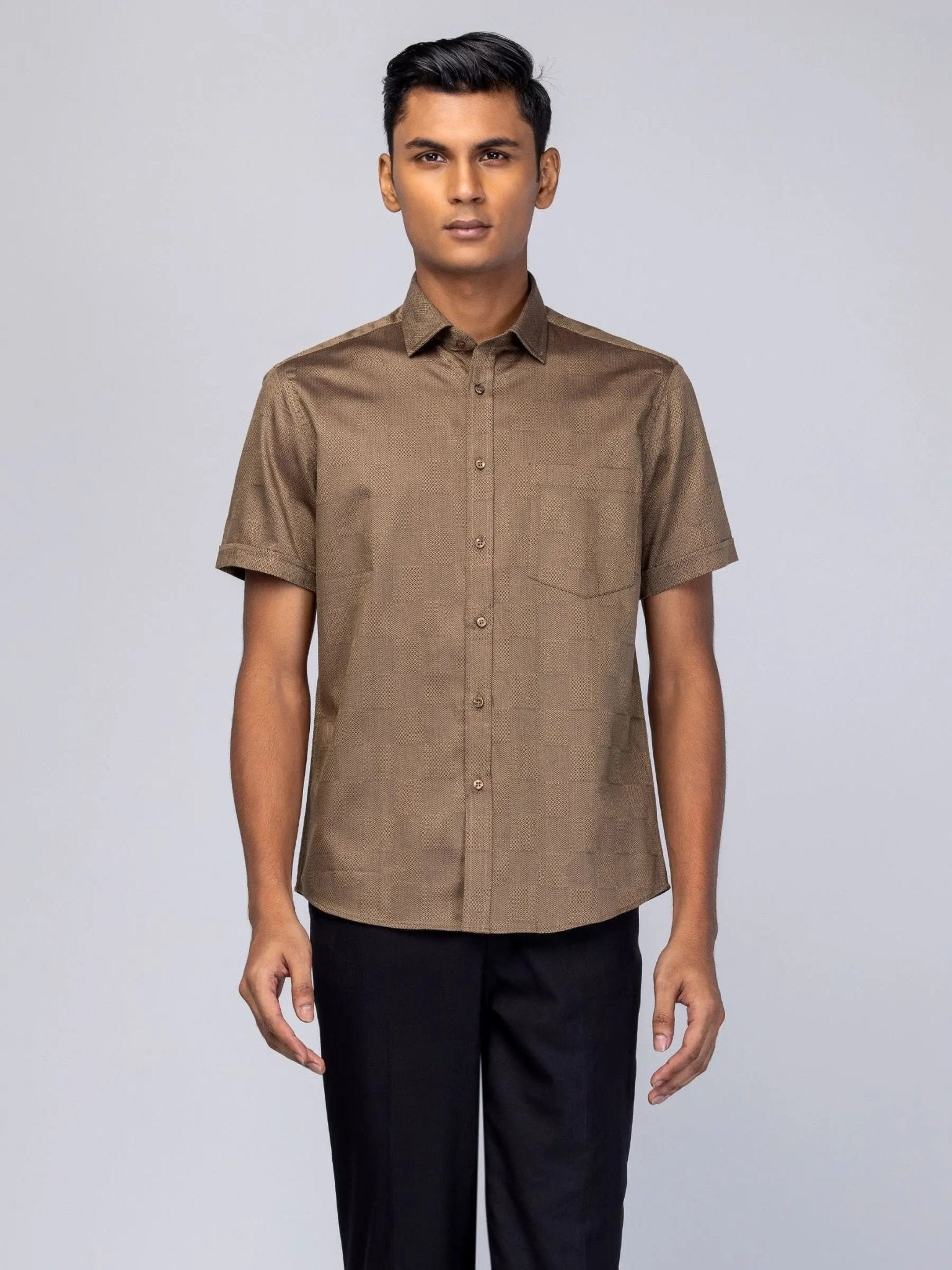 Mens Coffee/Chocolate Textured Executive Shirt - Honesty Sales