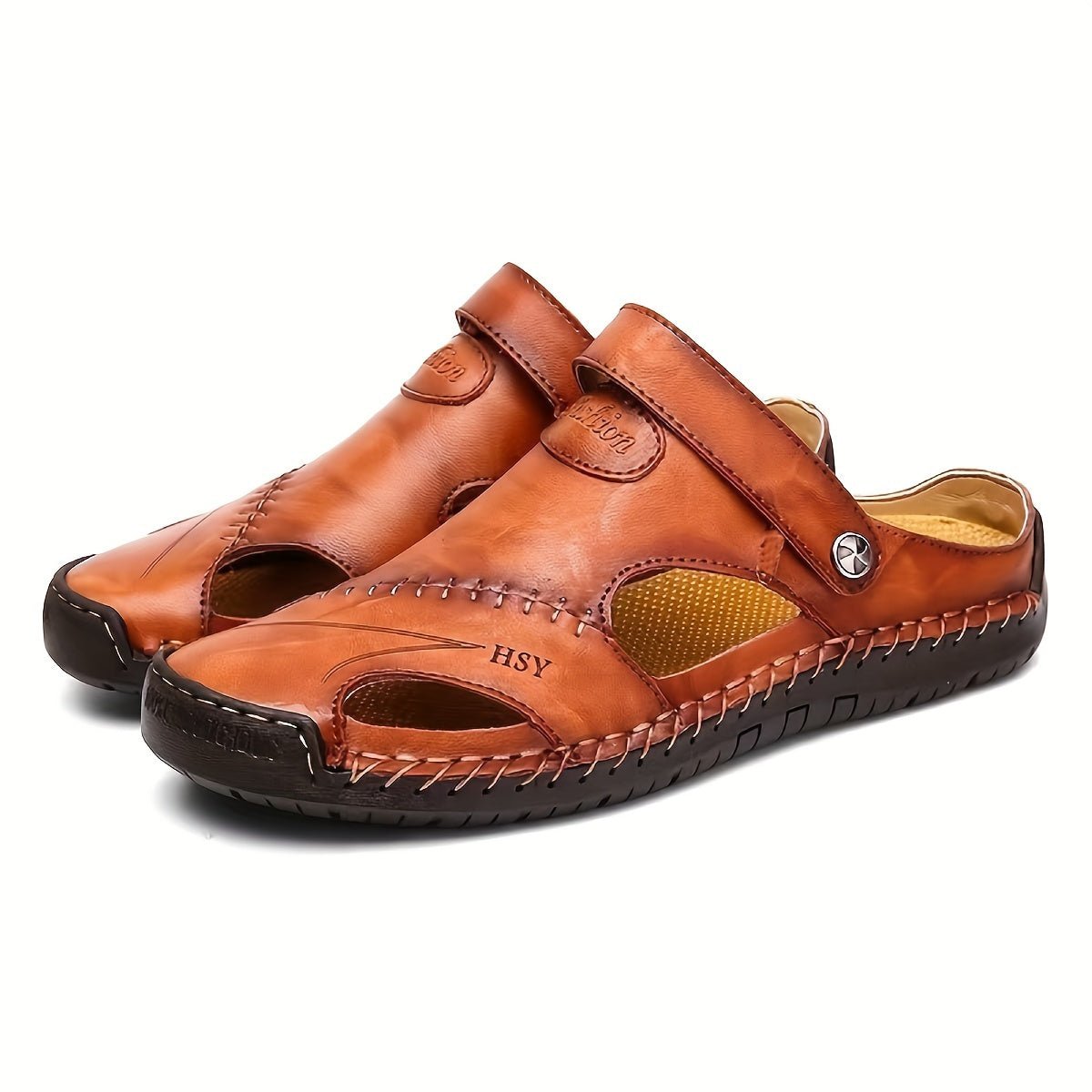 Men's Comfortable Retro Handmade Casual Sandals – Breathable, Non - Slip, Large Size Solid Color Beach & Water Shoes for Outdoor Activities - Honesty Sales