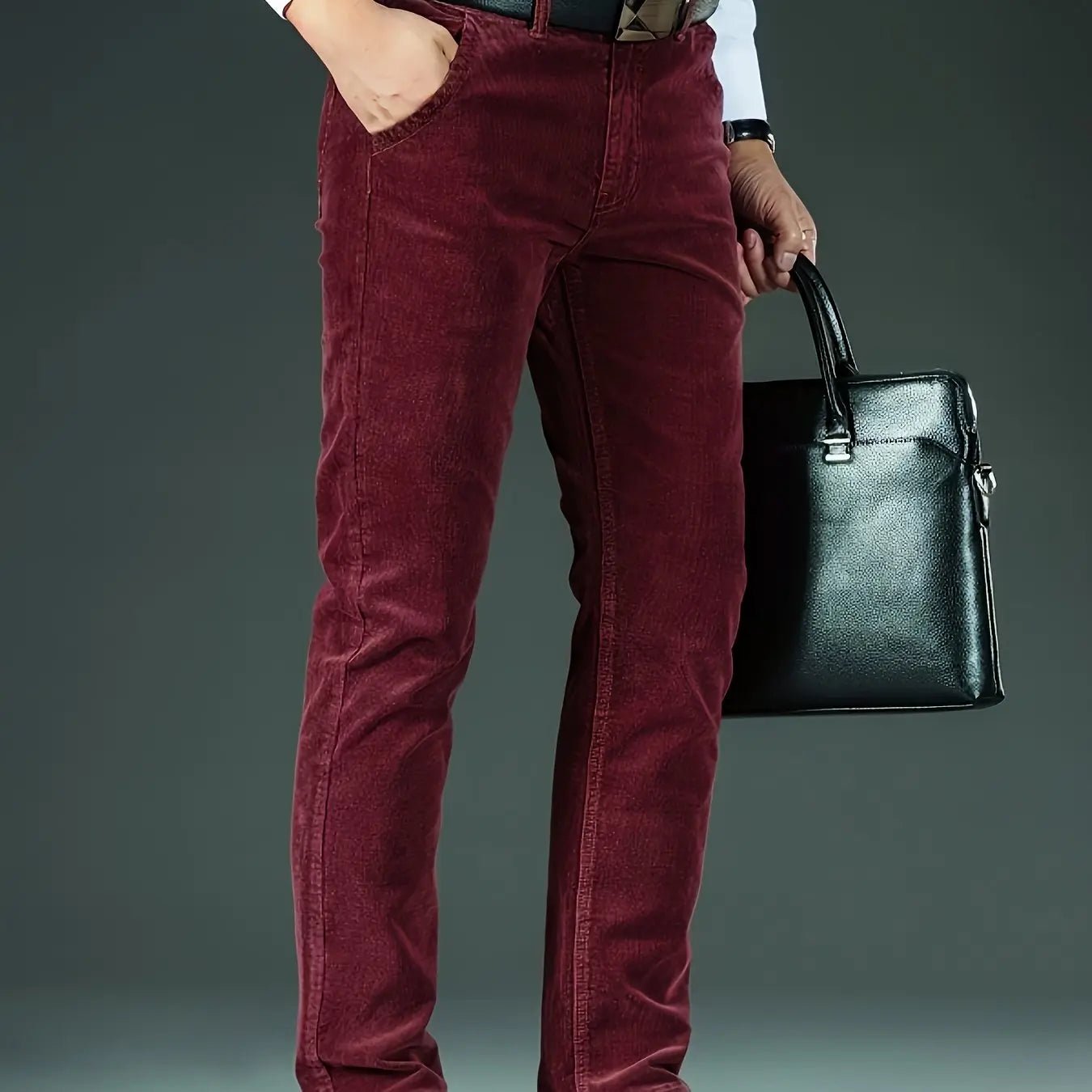 Men'S Corduroy Casual Pants for All Seasons, Featuring a Slim Straight Fit - Honesty Sales
