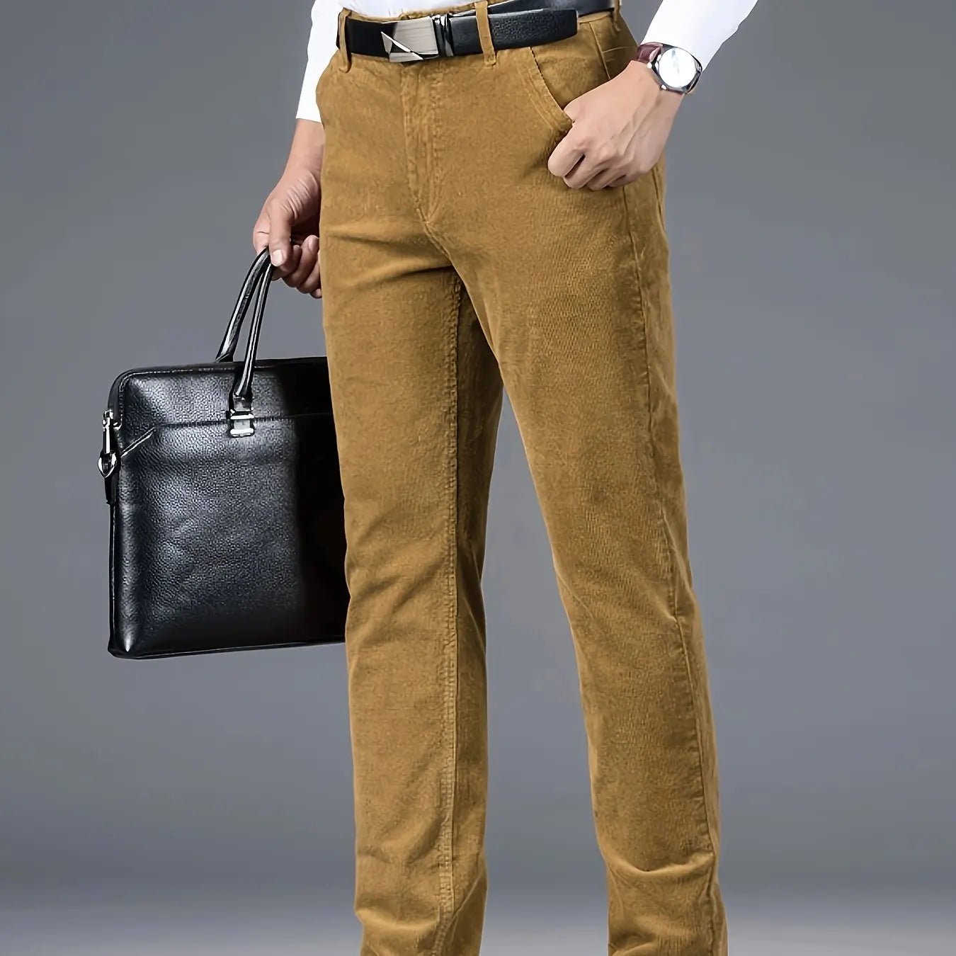 Men'S Corduroy Casual Pants for All Seasons, Featuring a Slim Straight Fit - Honesty Sales