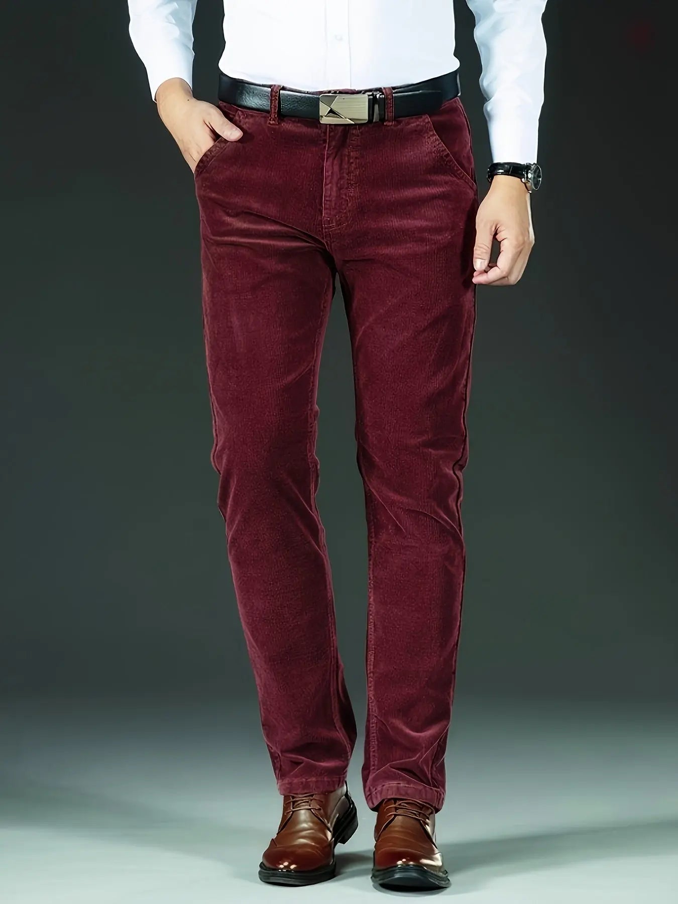 Men'S Corduroy Casual Pants for All Seasons, Featuring a Slim Straight Fit - Honesty Sales