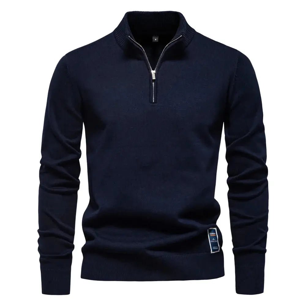 Men’s Cotton Mock Neck Sweater – Slim Fit Autumn/Winter Pullover - Honesty Sales