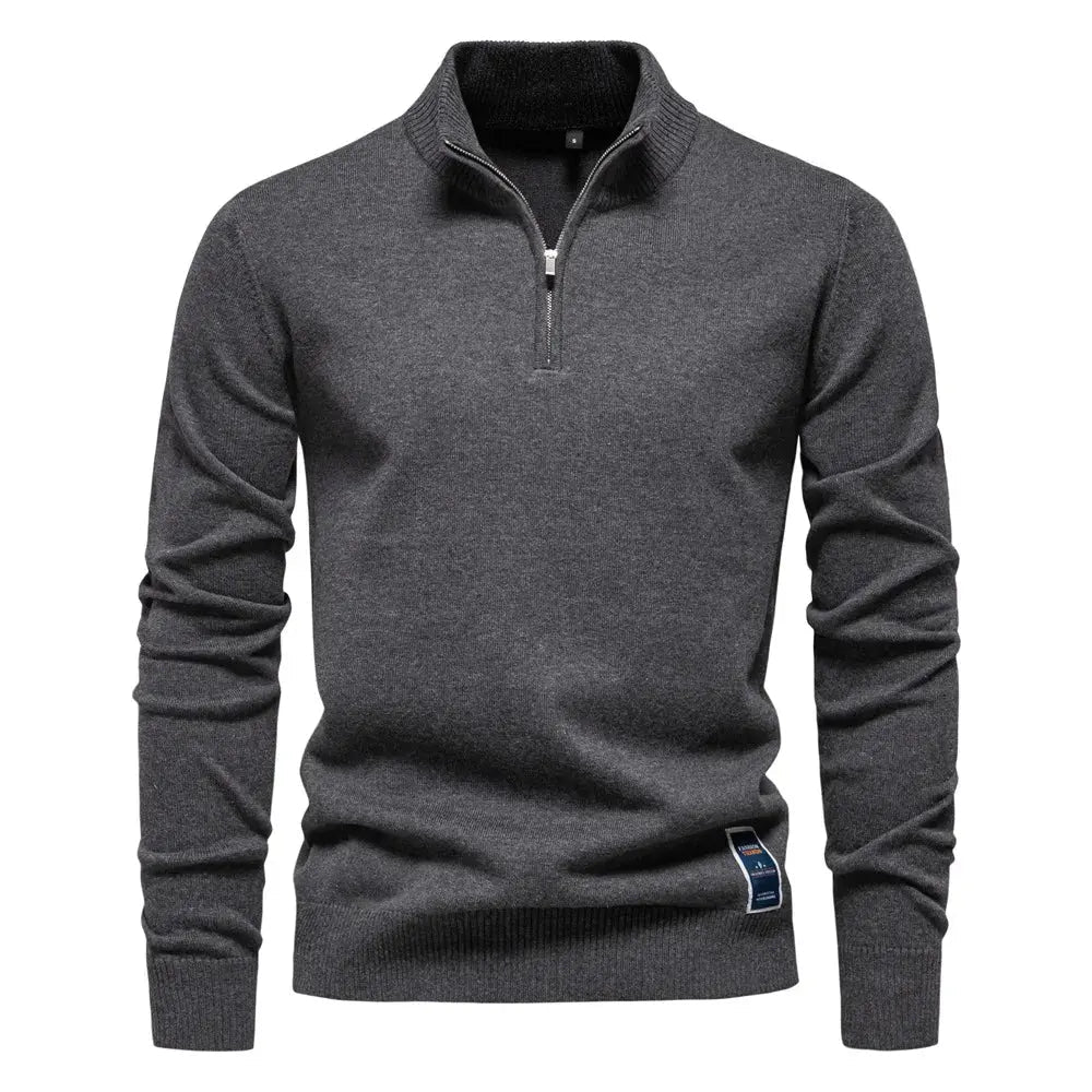 Men’s Cotton Mock Neck Sweater – Slim Fit Autumn/Winter Pullover - Honesty Sales
