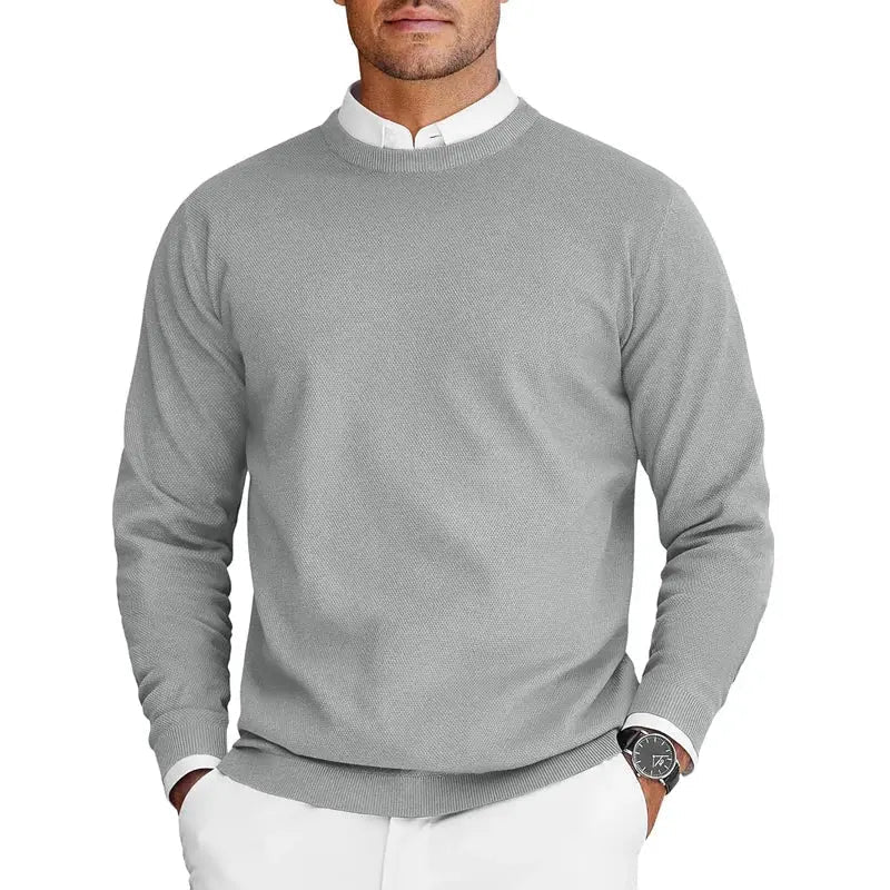 Men’s Crew Neck Knit Sweater – Lightweight Oversized Pullover - Honesty Sales