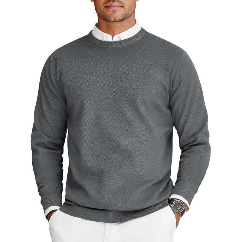 Men’s Crew Neck Knit Sweater – Lightweight Oversized Pullover - Honesty Sales
