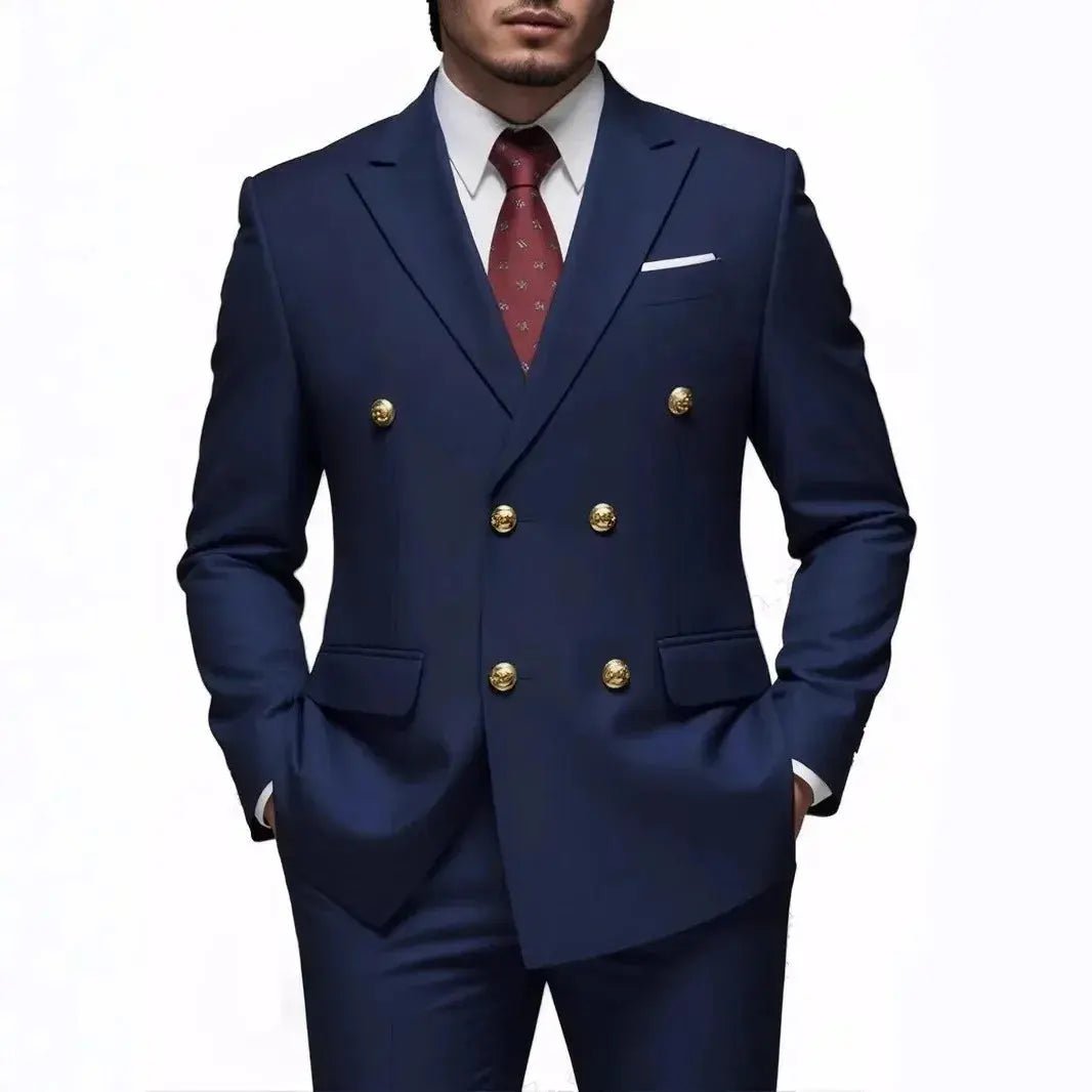 Men’s Double - Breasted Black Suit – 2 - Piece Wedding, Prom & Business Tuxedo Set - Honesty Sales