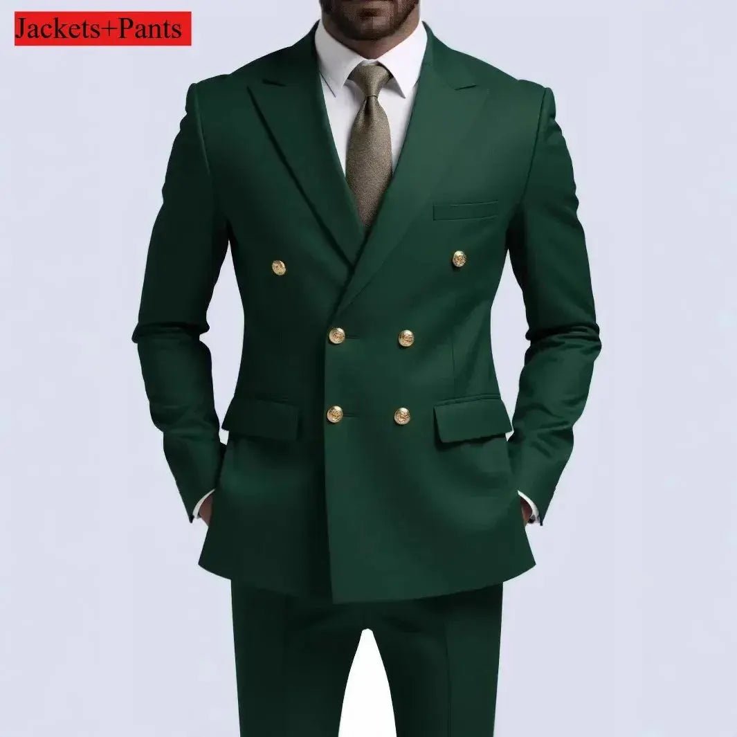 Men’s Double - Breasted Black Suit – 2 - Piece Wedding, Prom & Business Tuxedo Set - Honesty Sales