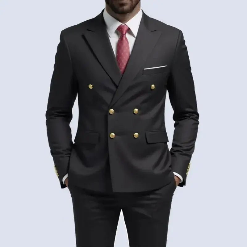 Men’s Double - Breasted Black Suit – 2 - Piece Wedding, Prom & Business Tuxedo Set - Honesty Sales