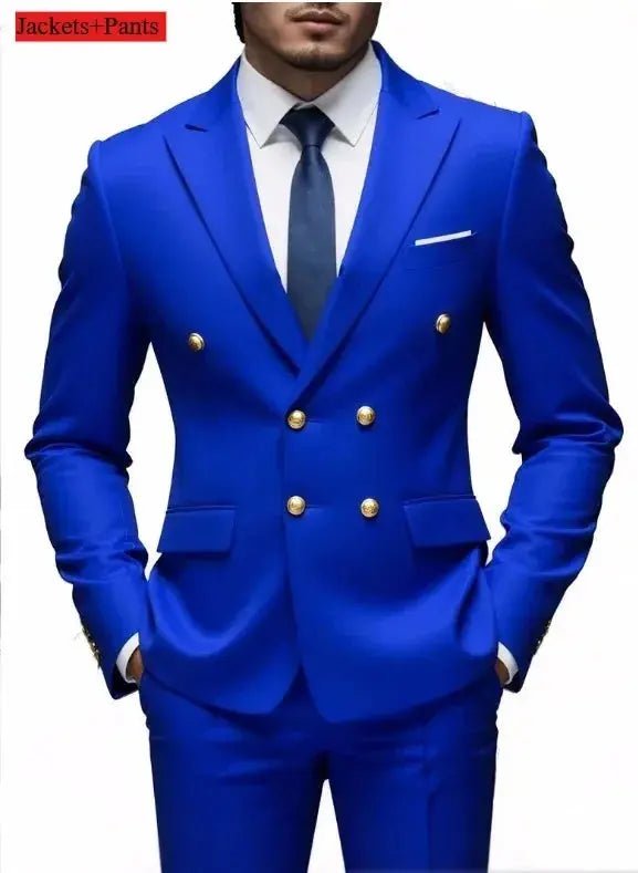 Men’s Double - Breasted Black Suit – 2 - Piece Wedding, Prom & Business Tuxedo Set - Honesty Sales