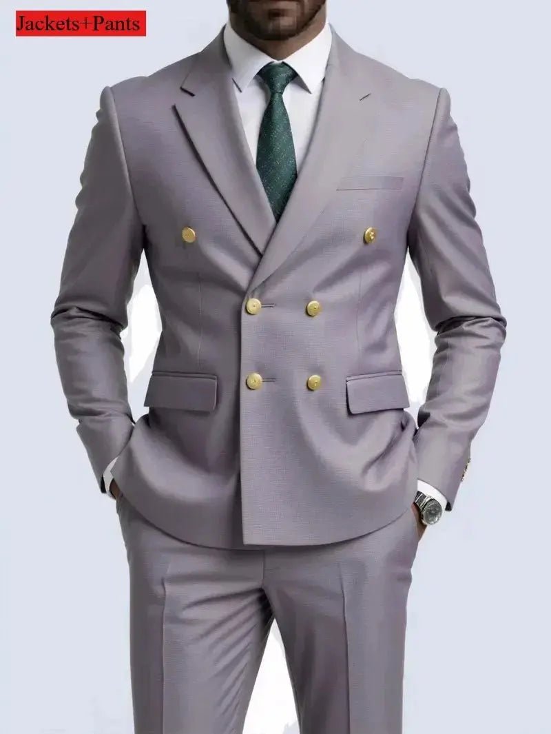 Men’s Double - Breasted Black Suit – 2 - Piece Wedding, Prom & Business Tuxedo Set - Honesty Sales