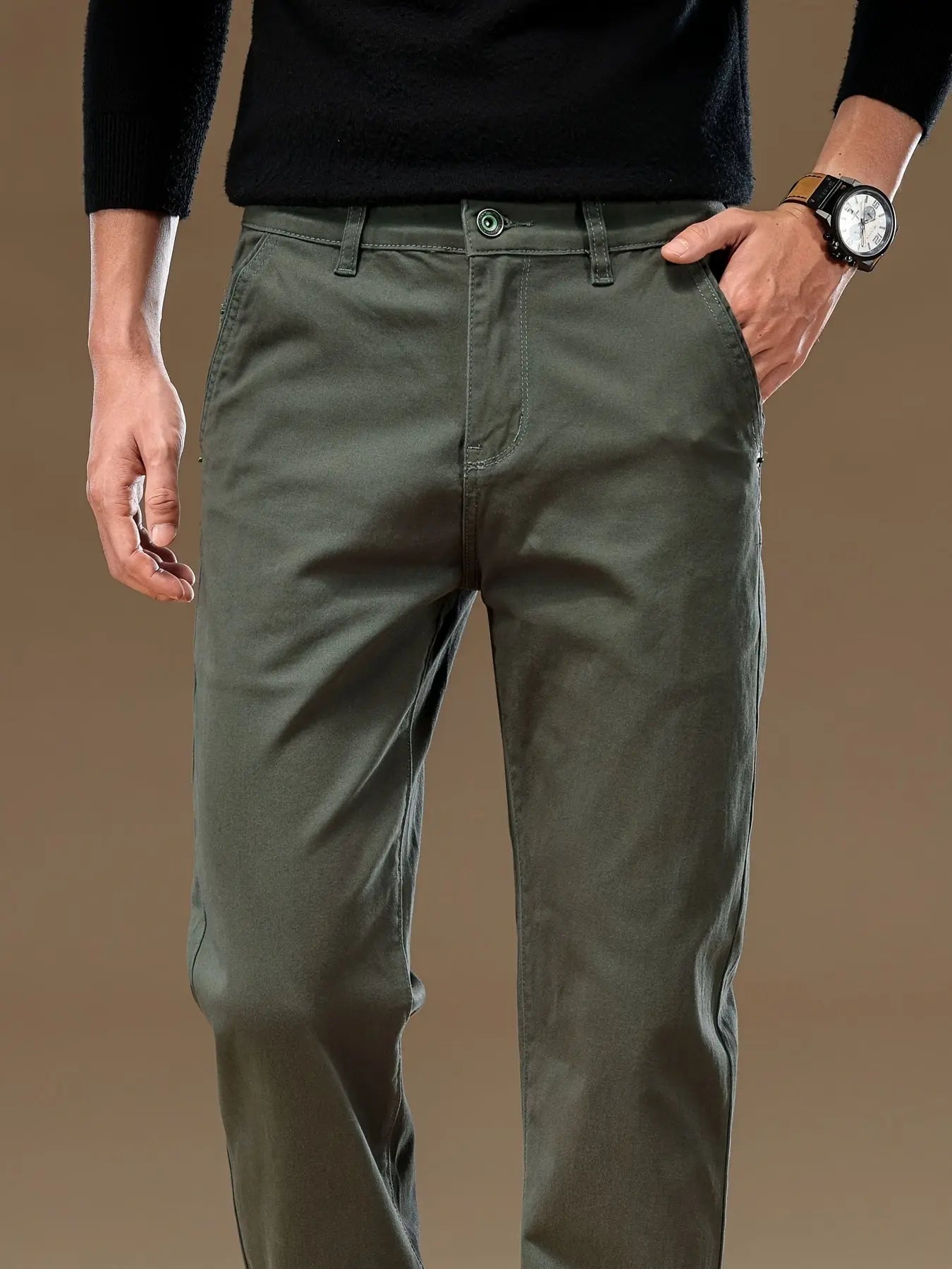 Men’s Elastic Waist Solid Trousers – Casual & Business Dress Pants - Honesty Sales