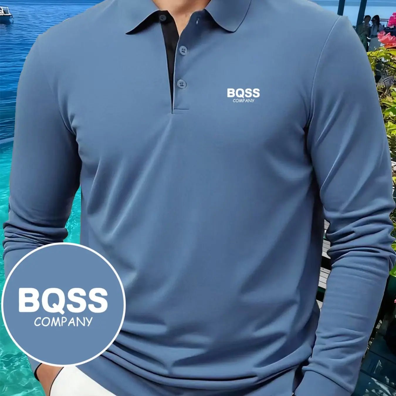 Men’s Fall/Winter Long Sleeve Shirt – Letter Print, Color - Block Collar, Regular Fit - Honesty Sales