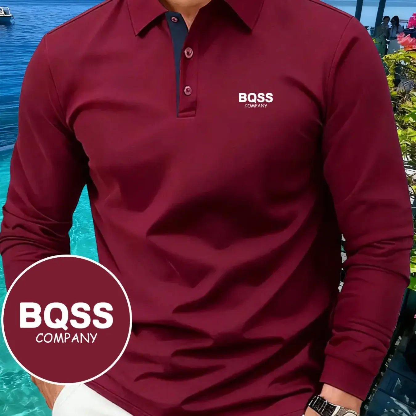 Men’s Fall/Winter Long Sleeve Shirt – Letter Print, Color - Block Collar, Regular Fit - Honesty Sales