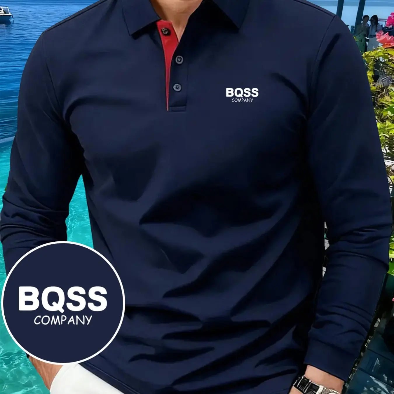 Men’s Fall/Winter Long Sleeve Shirt – Letter Print, Color - Block Collar, Regular Fit - Honesty Sales