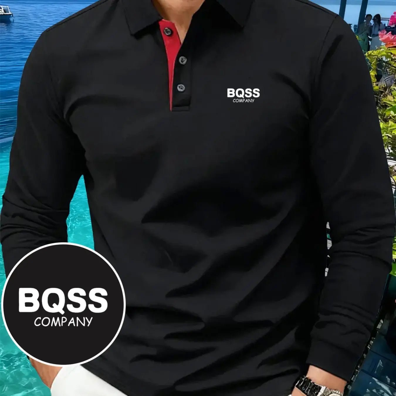 Men’s Fall/Winter Long Sleeve Shirt – Letter Print, Color - Block Collar, Regular Fit - Honesty Sales