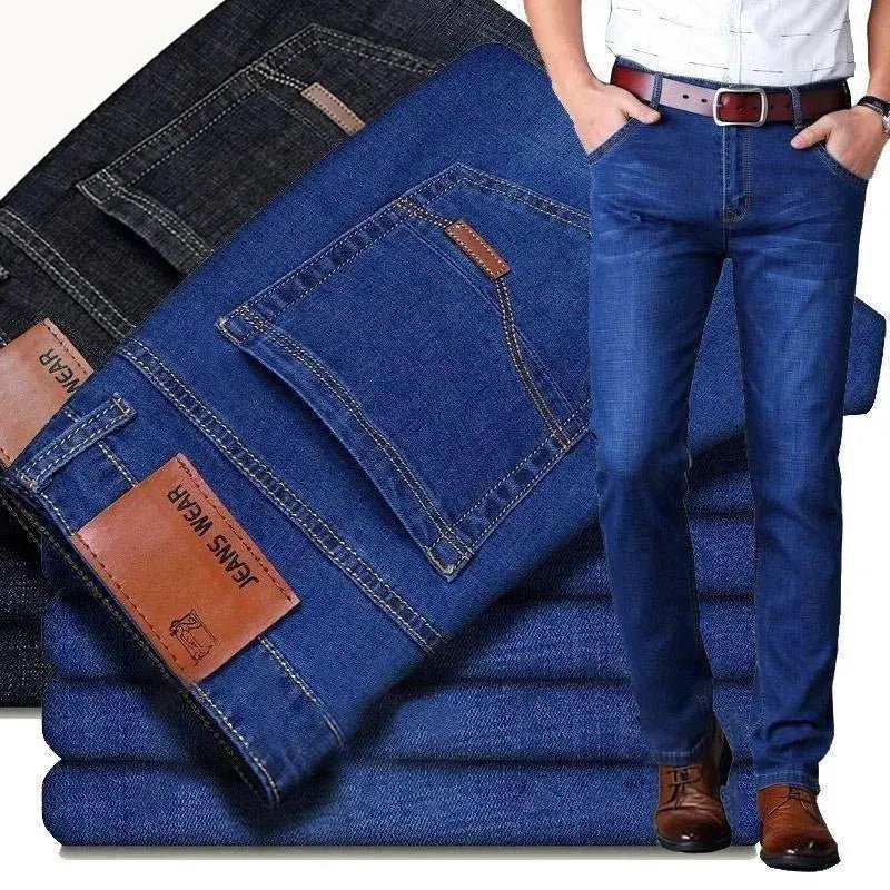 Men's Fashion Business Jeans – Classic Stretch Slim Denim (Black/Blue) - Honesty Sales