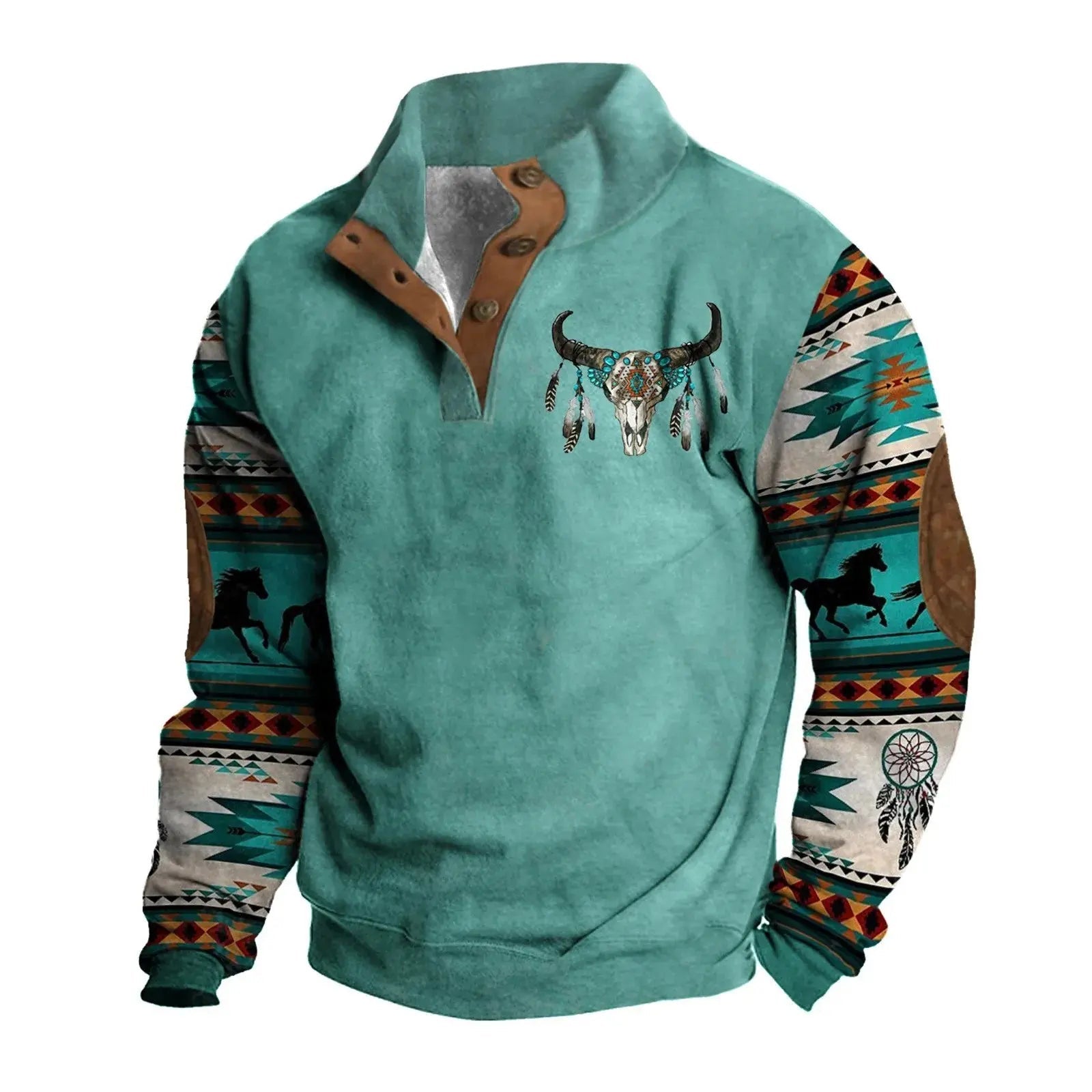Men's Fashion High Street Color Blocking Printed Standing Collar Sweatshirt - Honesty Sales
