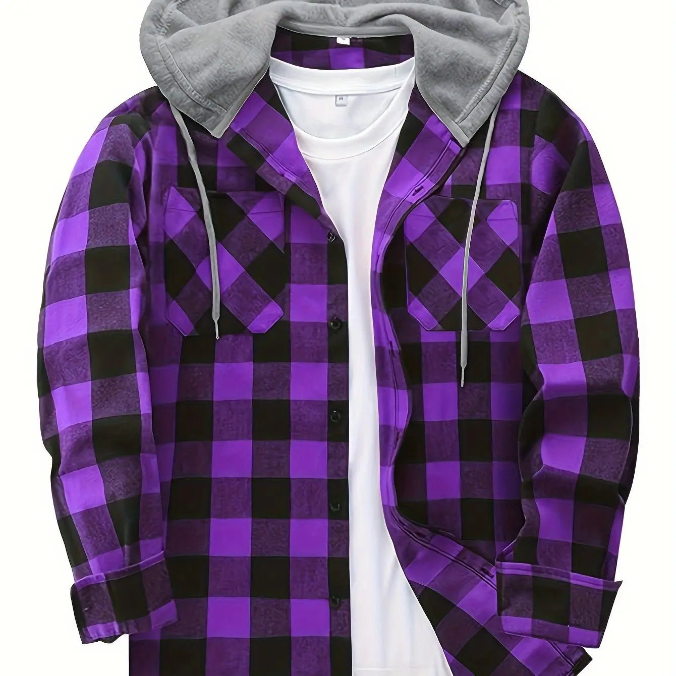 Men's Fashion Hooded Plaid Trendy Shirt Hooded Plaid Sweatshirt - Honesty Sales