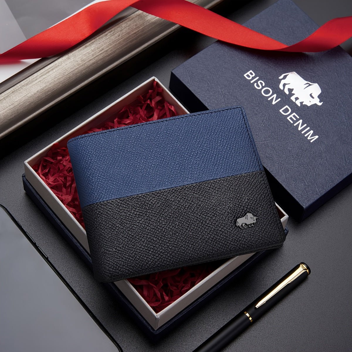 Men’s First - Layer Cowhide Leather Wallet – Stylish Business Design with Multiple Card Slots, Gift Box Included - Honesty Sales
