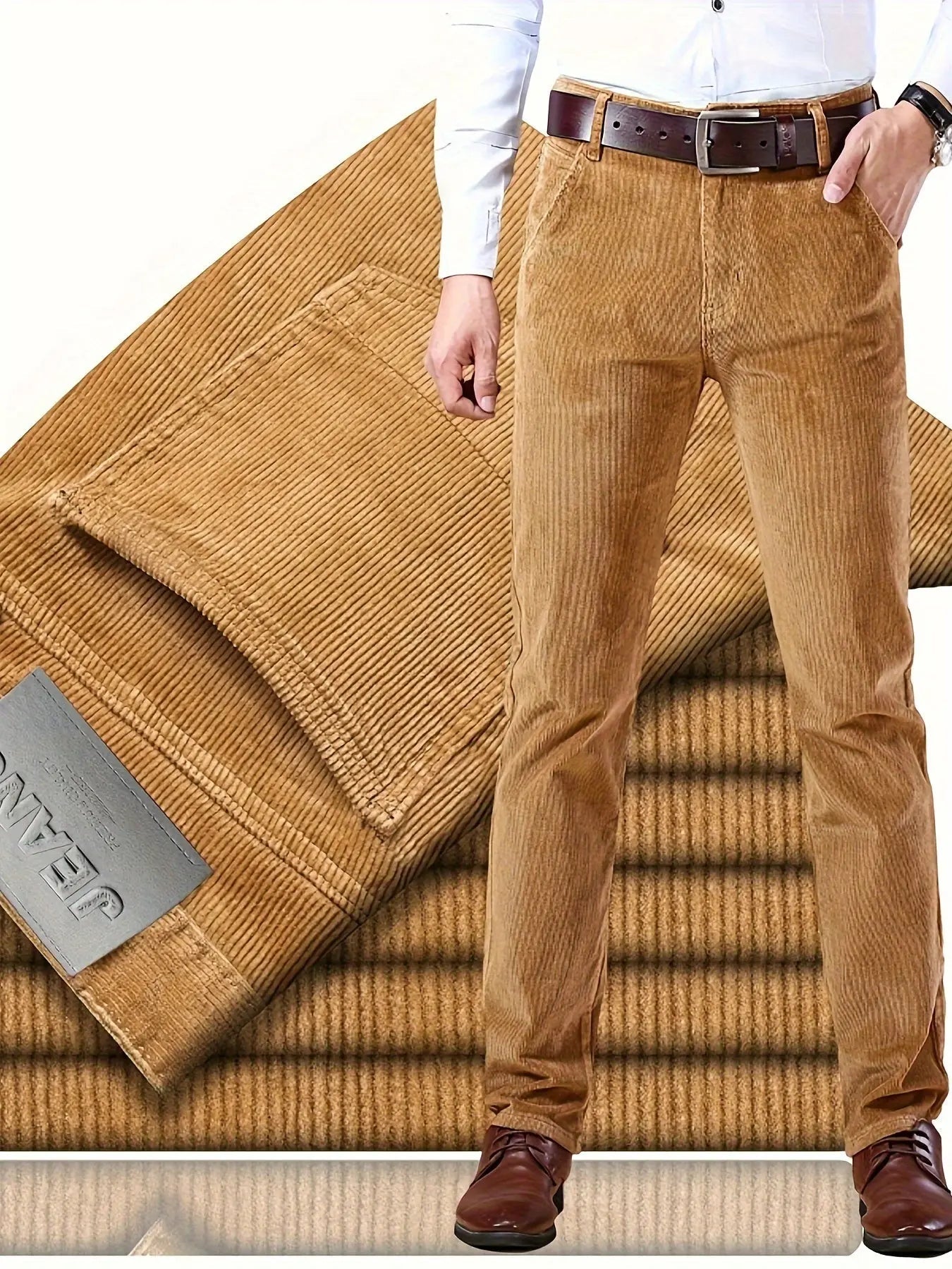 Men's Four - Season Corduroy Slim Fit Straight - Leg Casual Trousers - Honesty Sales