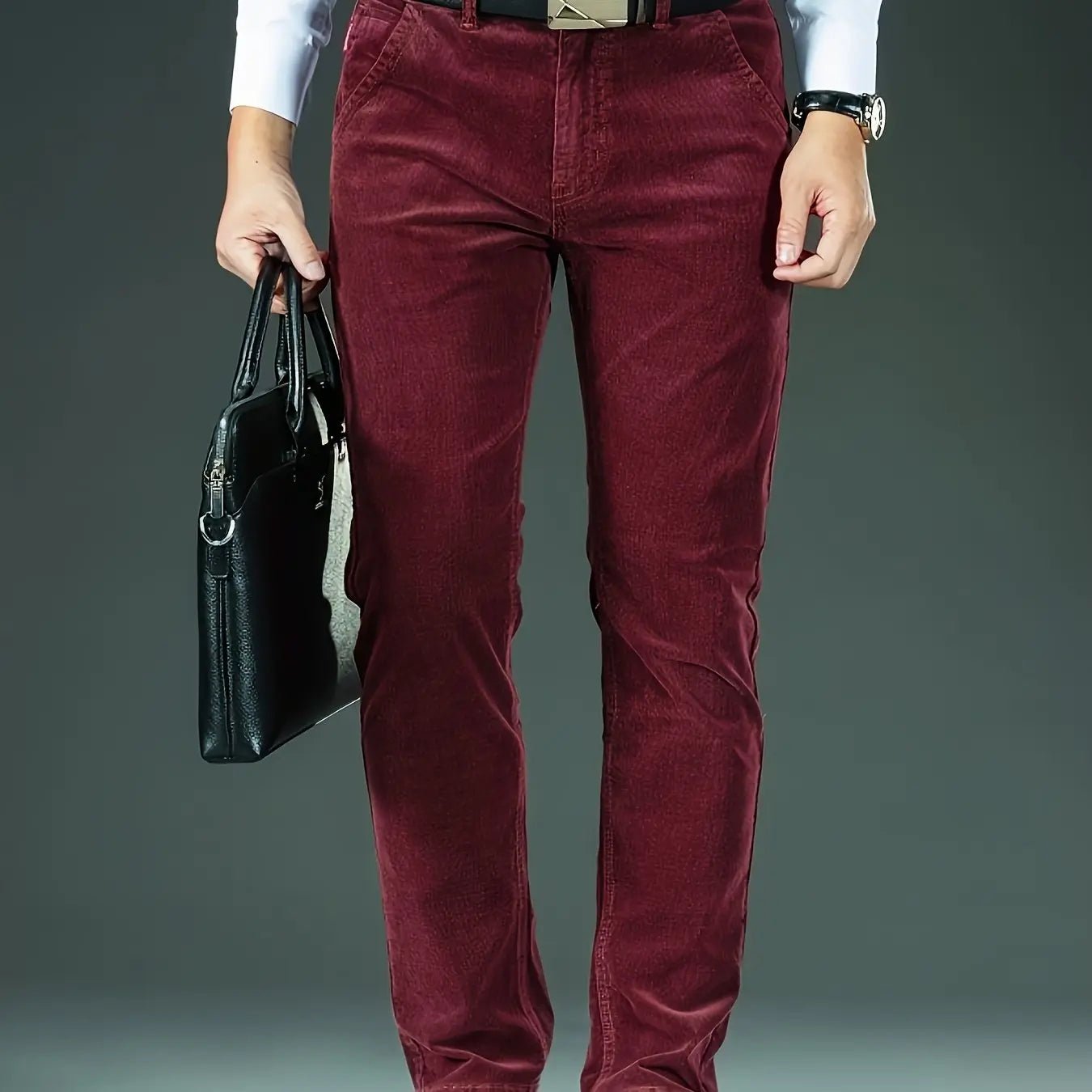 Men's Four - Season Corduroy Slim Fit Straight - Leg Casual Trousers - Honesty Sales