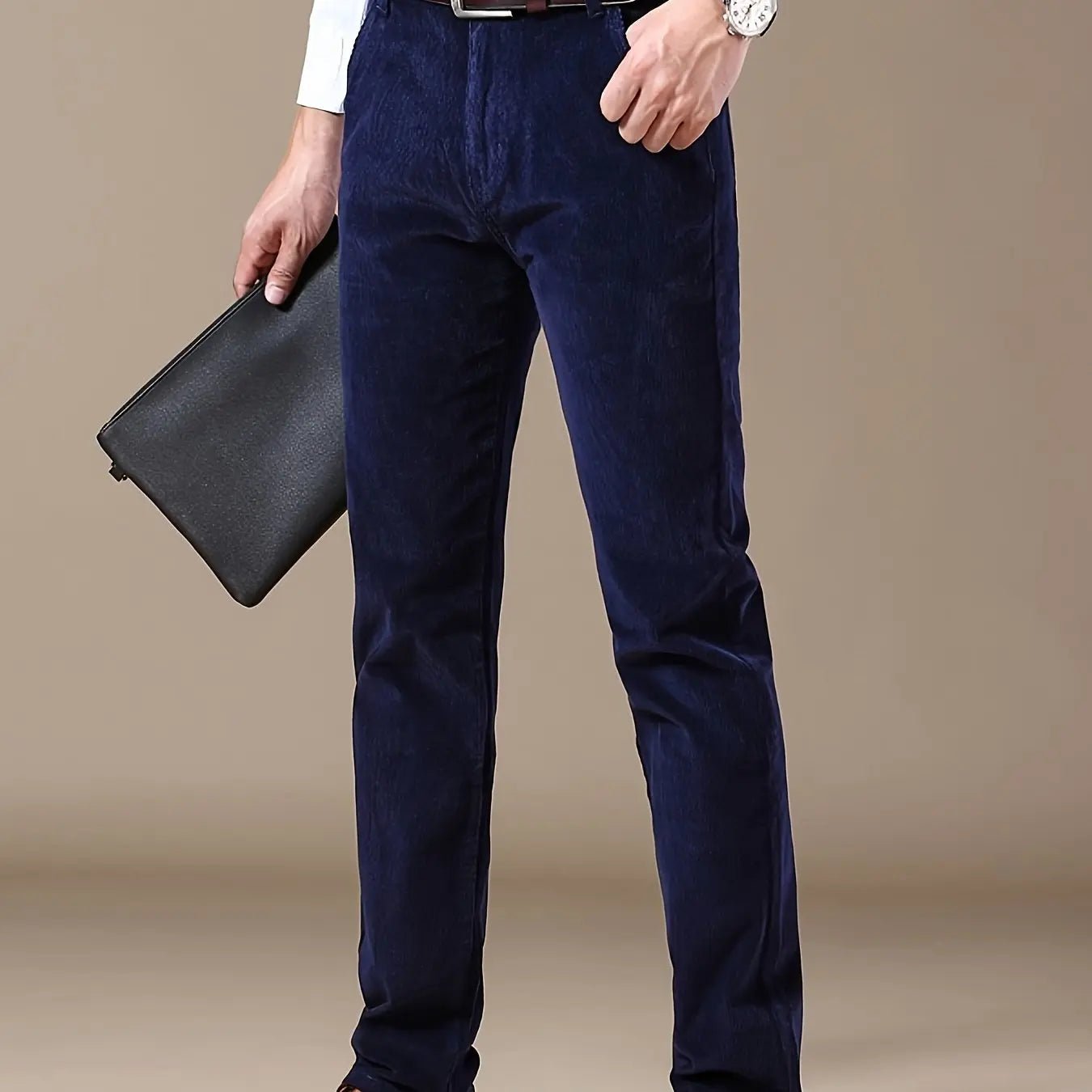Men's Four - Season Corduroy Slim Fit Straight - Leg Casual Trousers - Honesty Sales