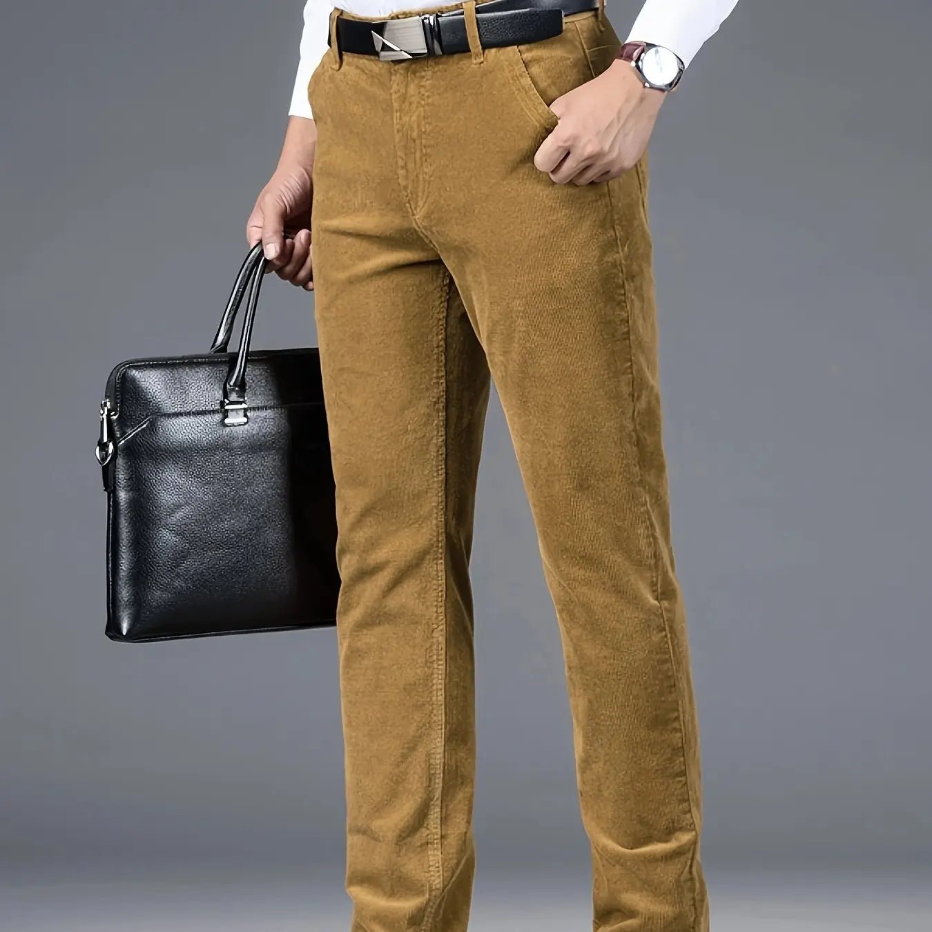 Men's Four - Season Corduroy Slim Fit Straight - Leg Casual Trousers - Honesty Sales