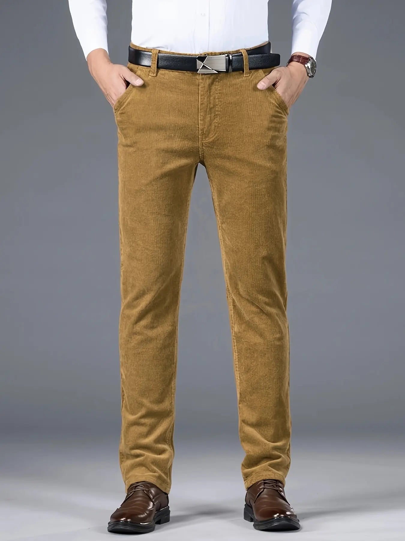 Men's Four - Season Corduroy Slim Fit Straight - Leg Casual Trousers - Honesty Sales