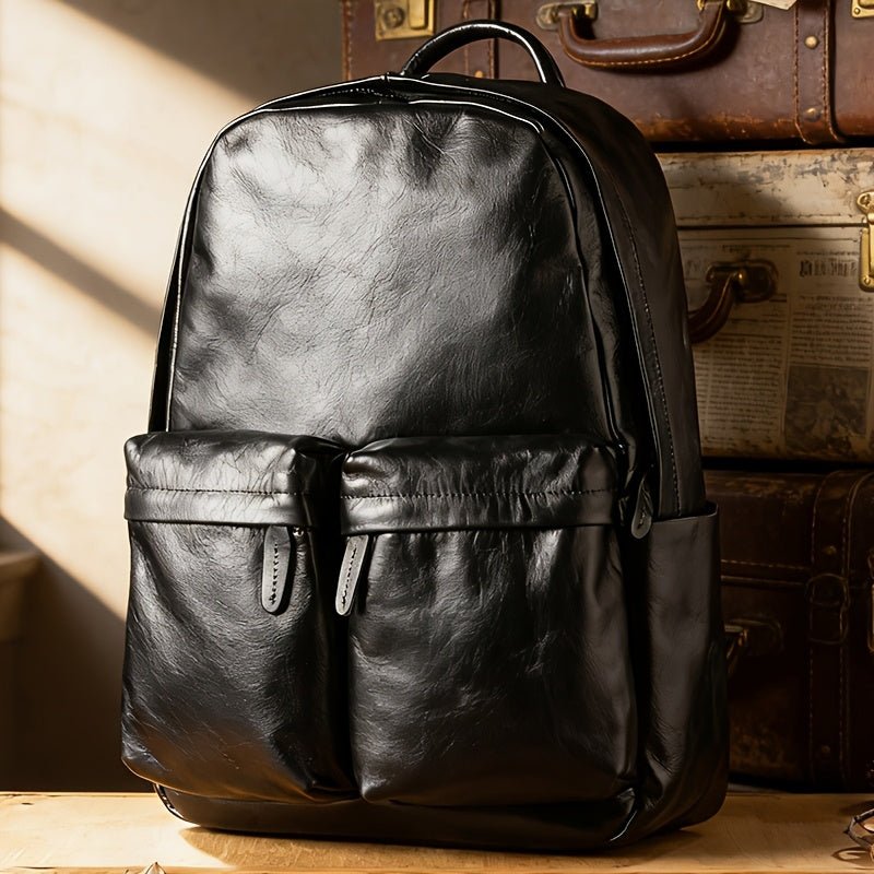 Men’s Genuine Leather Backpack – Large - Capacity Top - Grain Cowhide Travel & Business Bag - Honesty Sales
