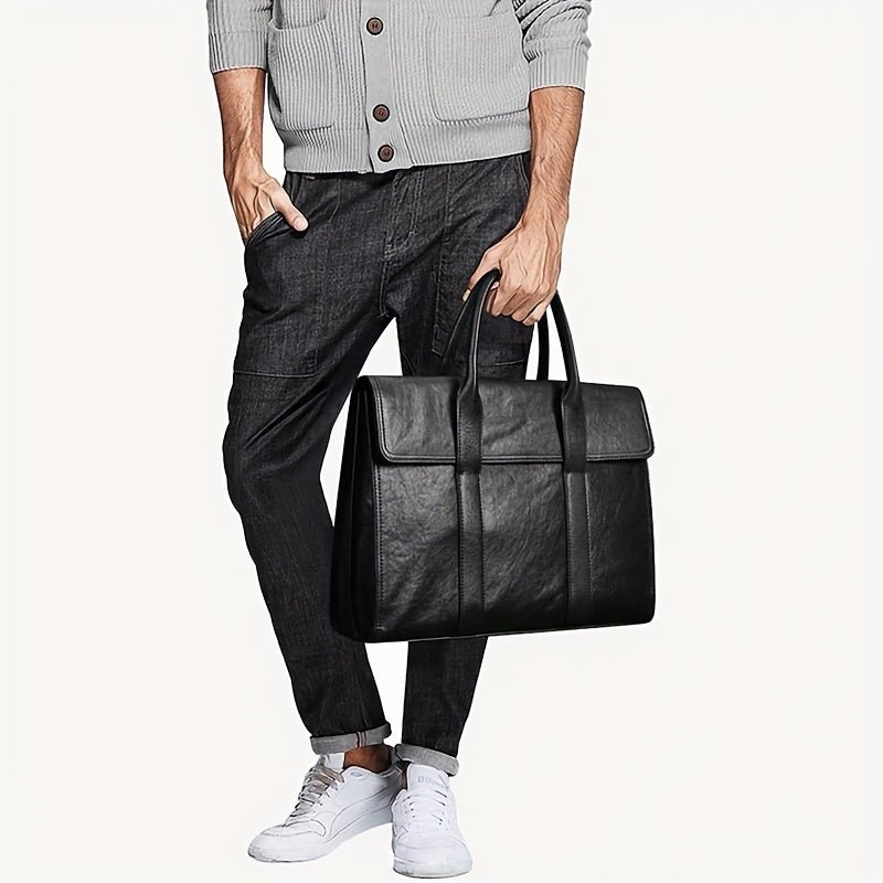 Men’s Genuine Leather Briefcase – Large - Capacity Business Laptop Bag with Adjustable Shoulder Strap - Honesty Sales