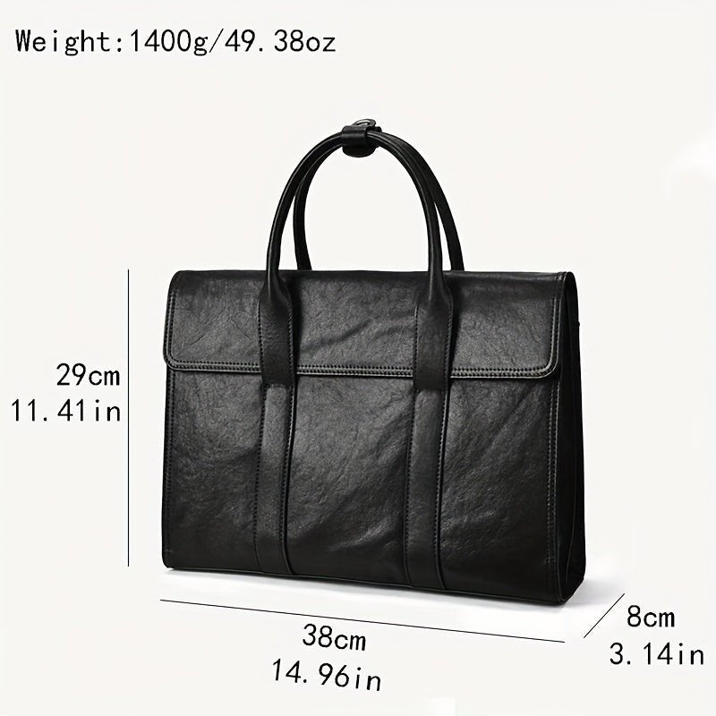 Men’s Genuine Leather Briefcase – Large - Capacity Business Laptop Bag with Adjustable Shoulder Strap - Honesty Sales