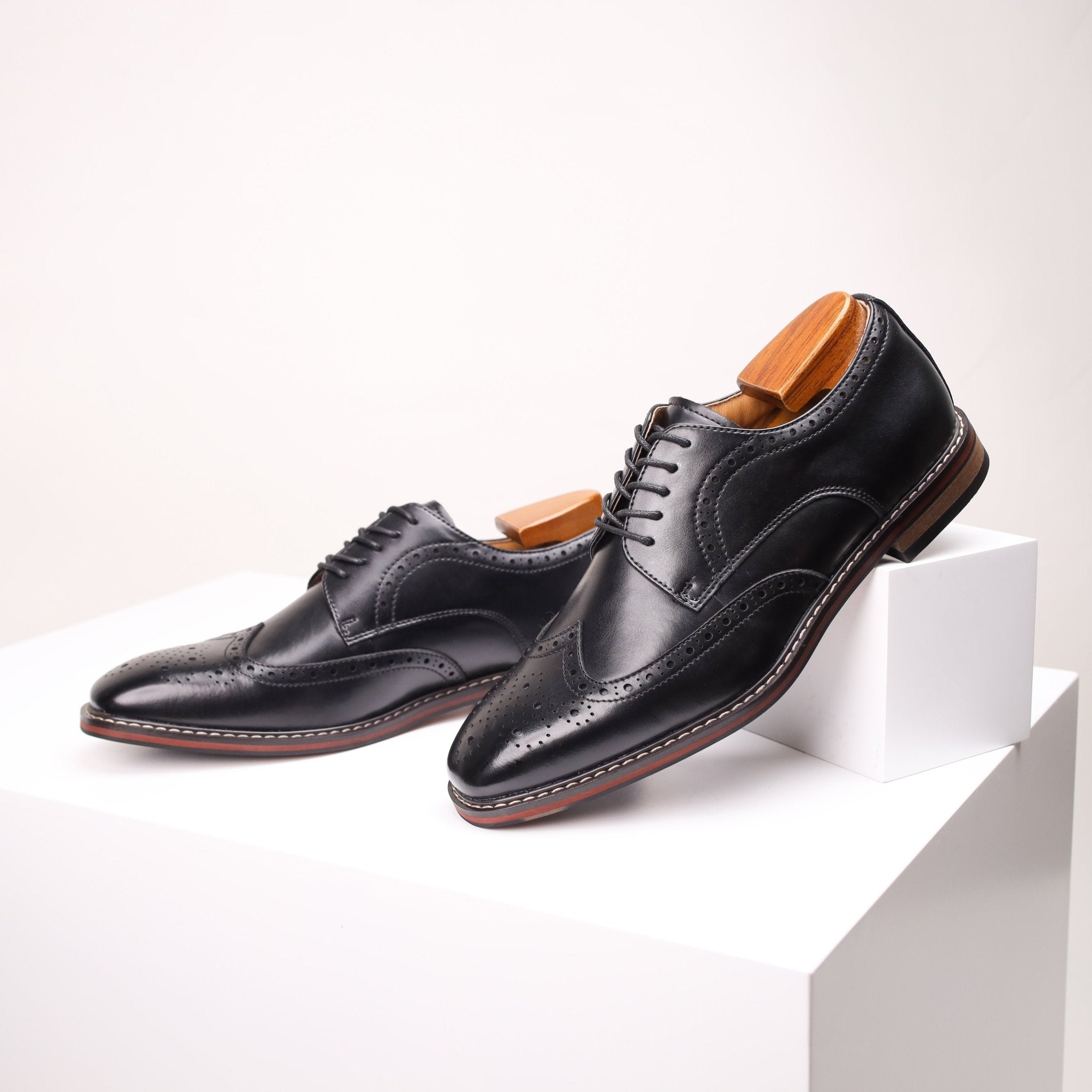Men’s Genuine Leather Brogue Derby Shoes – Classic British Style, All - Season Business & Casual - Honesty Sales