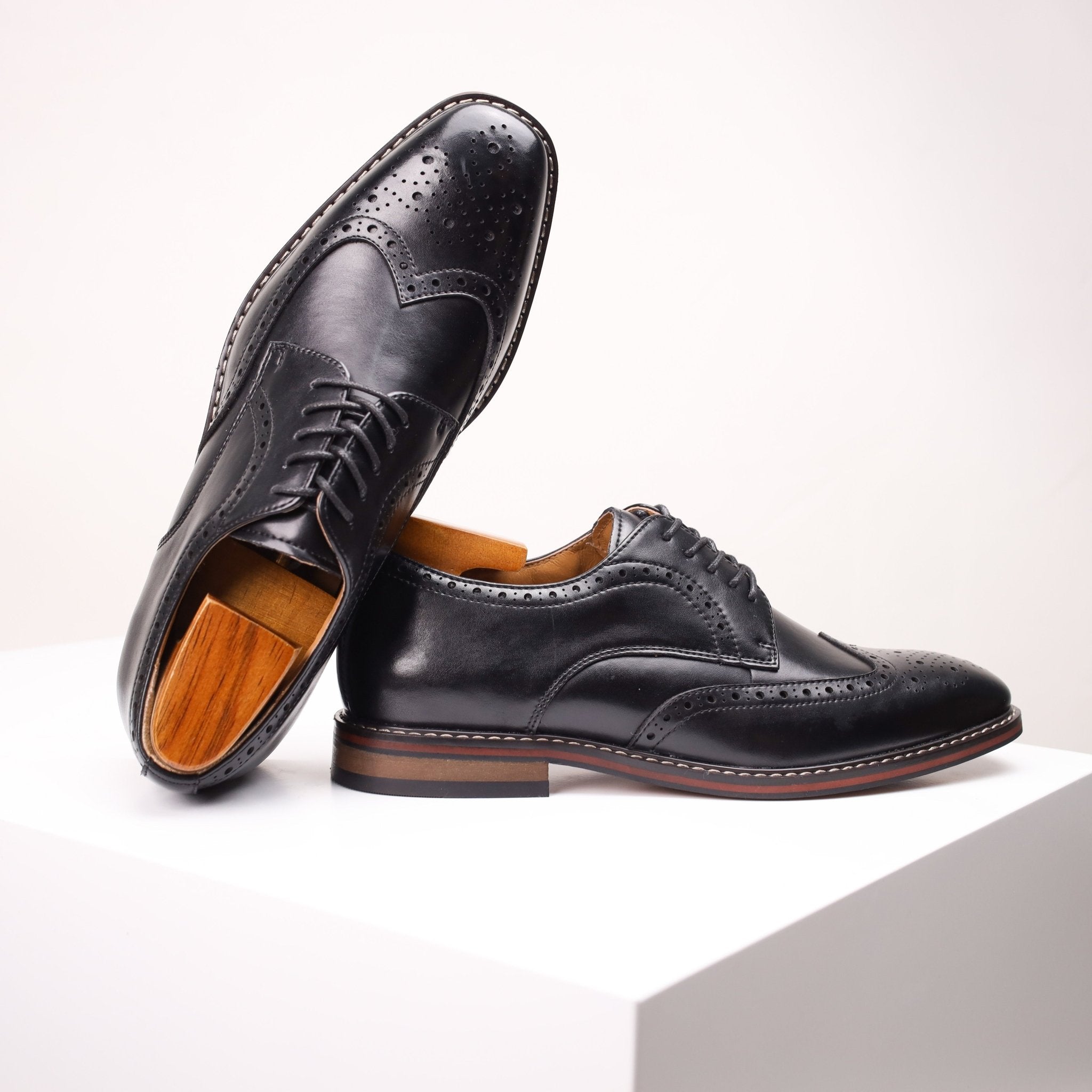 Men’s Genuine Leather Brogue Derby Shoes – Classic British Style, All - Season Business & Casual - Honesty Sales